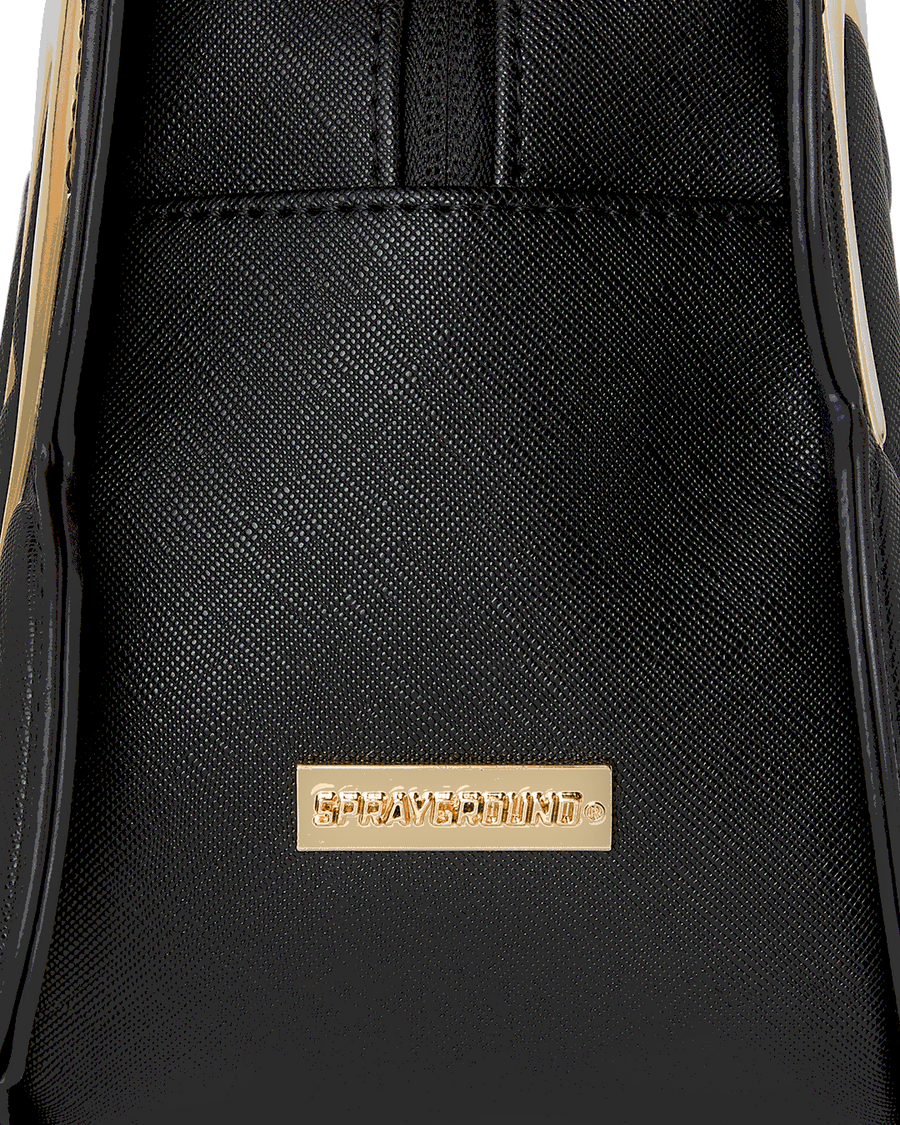 GOLD AND DANGEROUS SHARK BUBBLE LETTER HANDBAG