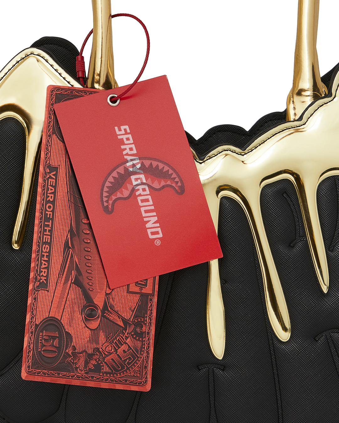 GOLD AND DANGEROUS SHARK BUBBLE LETTER HANDBAG