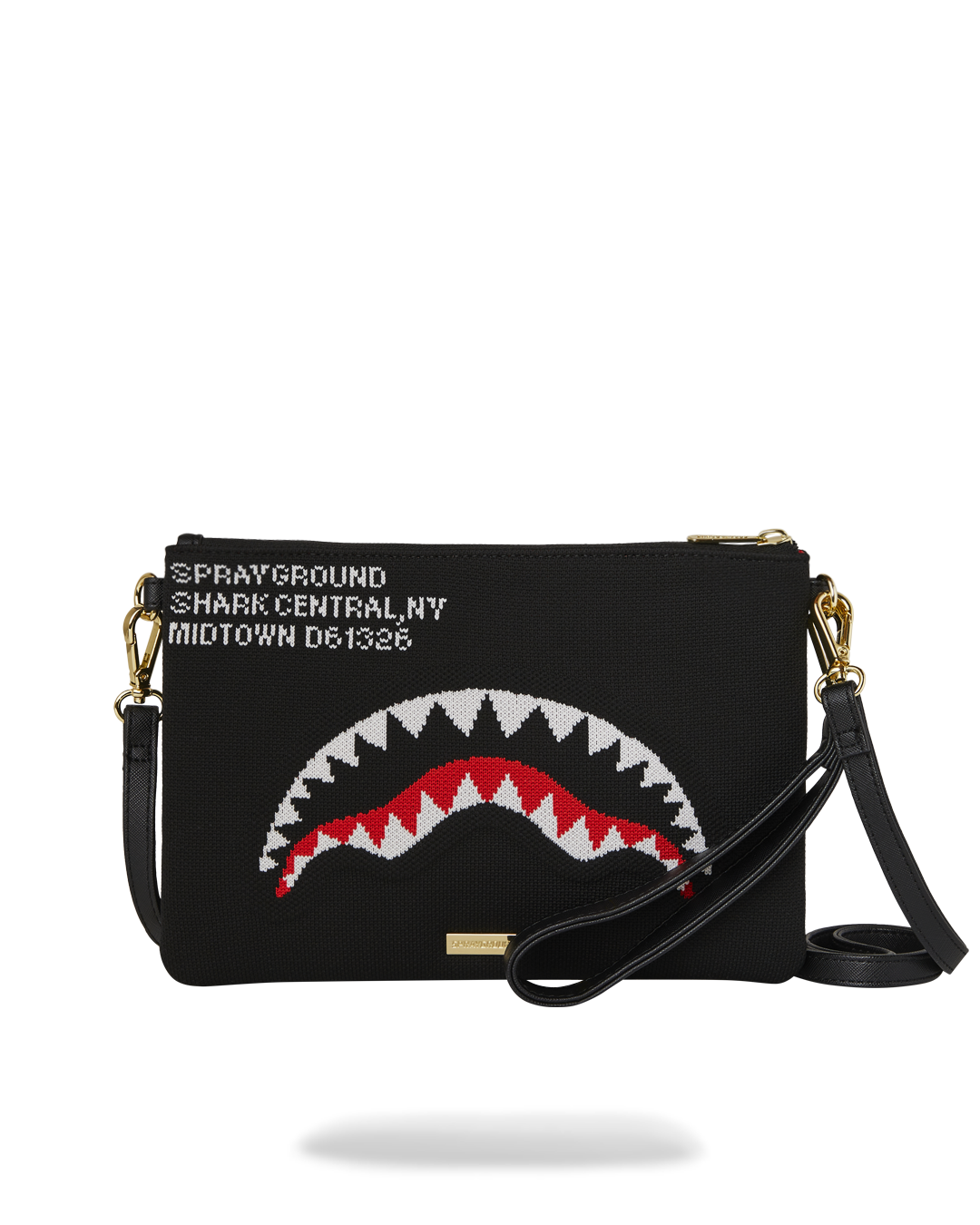 SHARK CENTRAL KNIT BLACK CROSSOVER CLUTCH