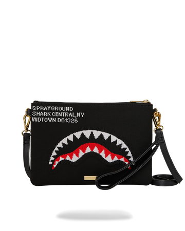 SHARK CENTRAL KNIT BLACK CROSSOVER CLUTCH