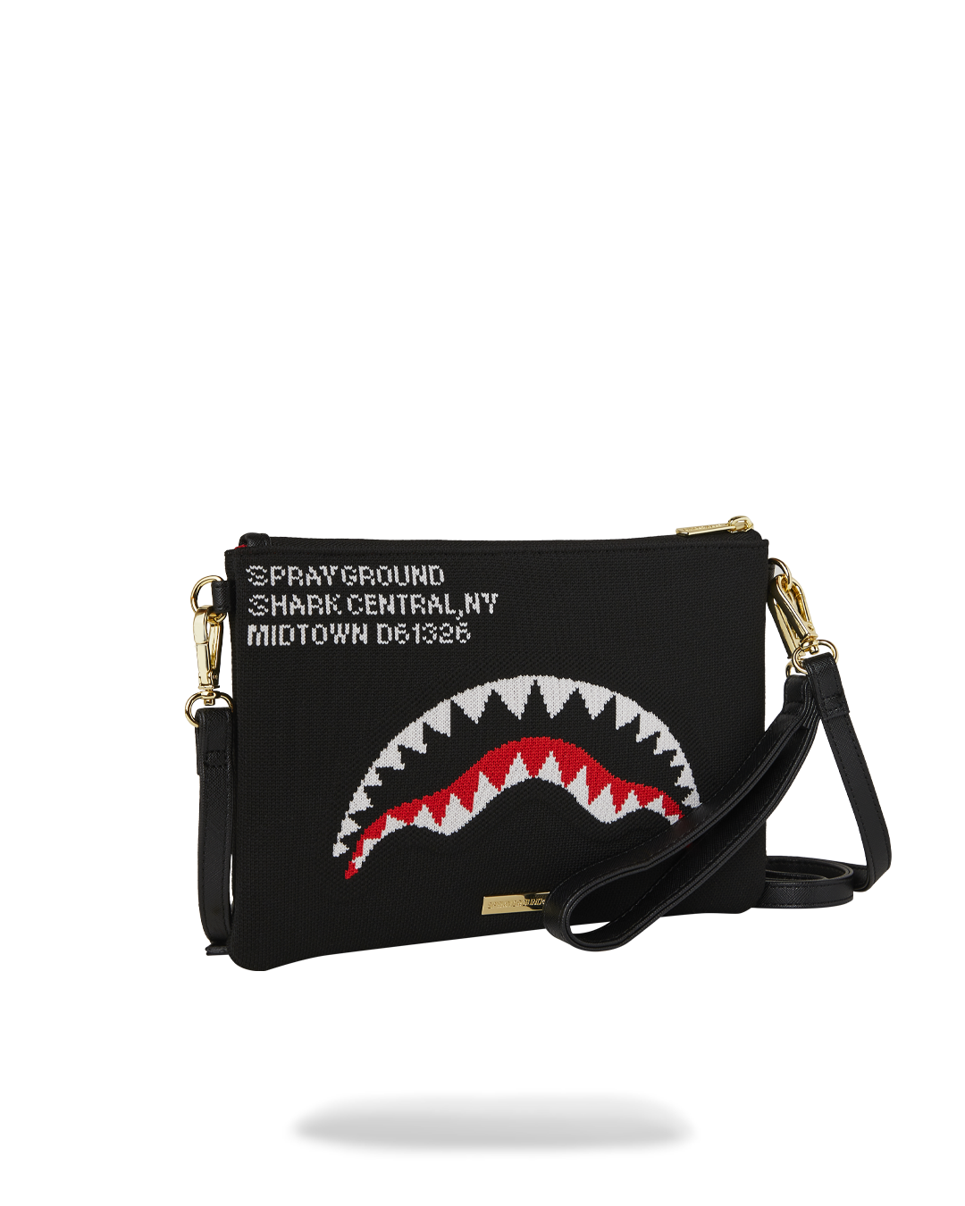 SHARK CENTRAL KNIT BLACK CROSSOVER CLUTCH