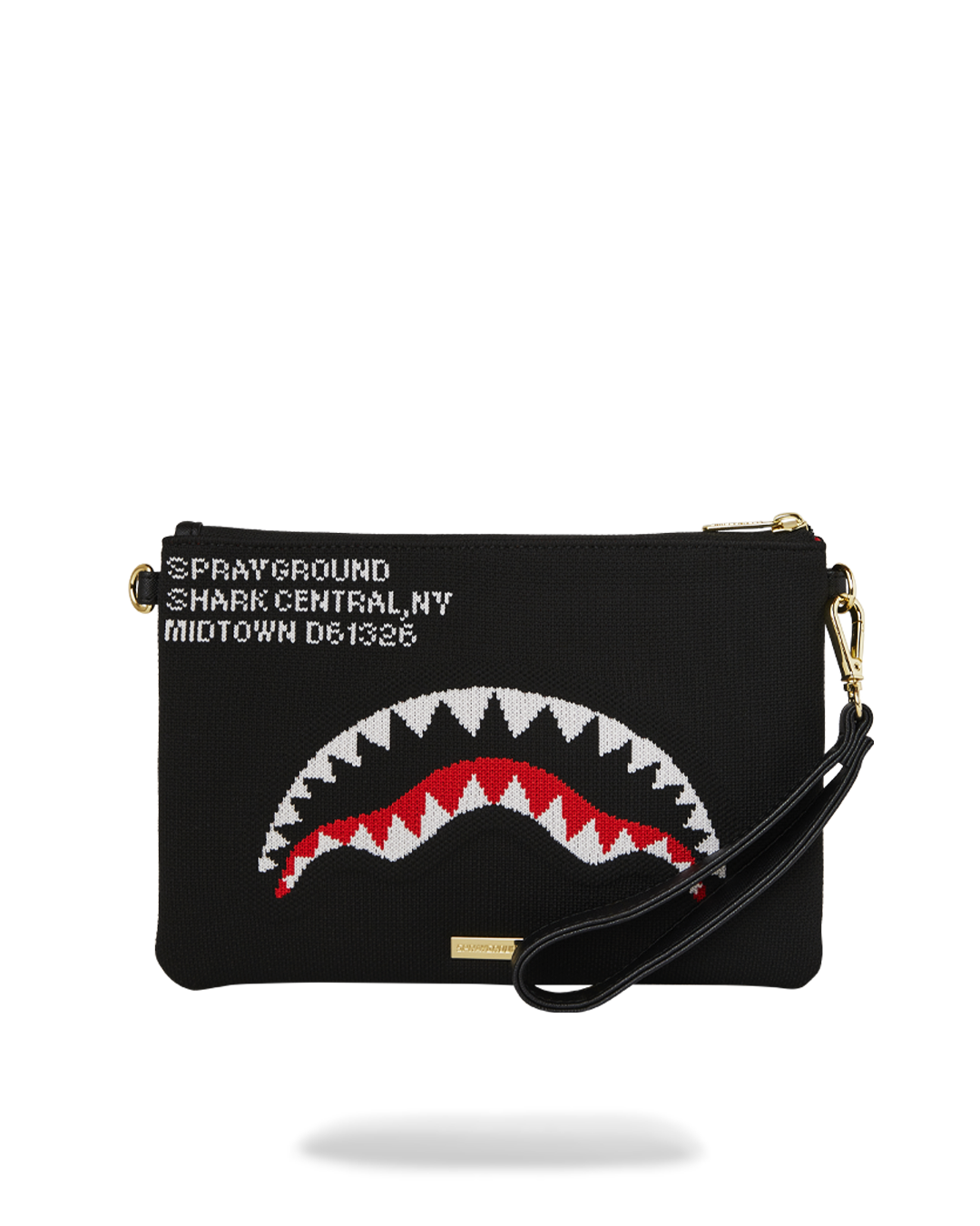 SHARK CENTRAL KNIT BLACK CROSSOVER CLUTCH