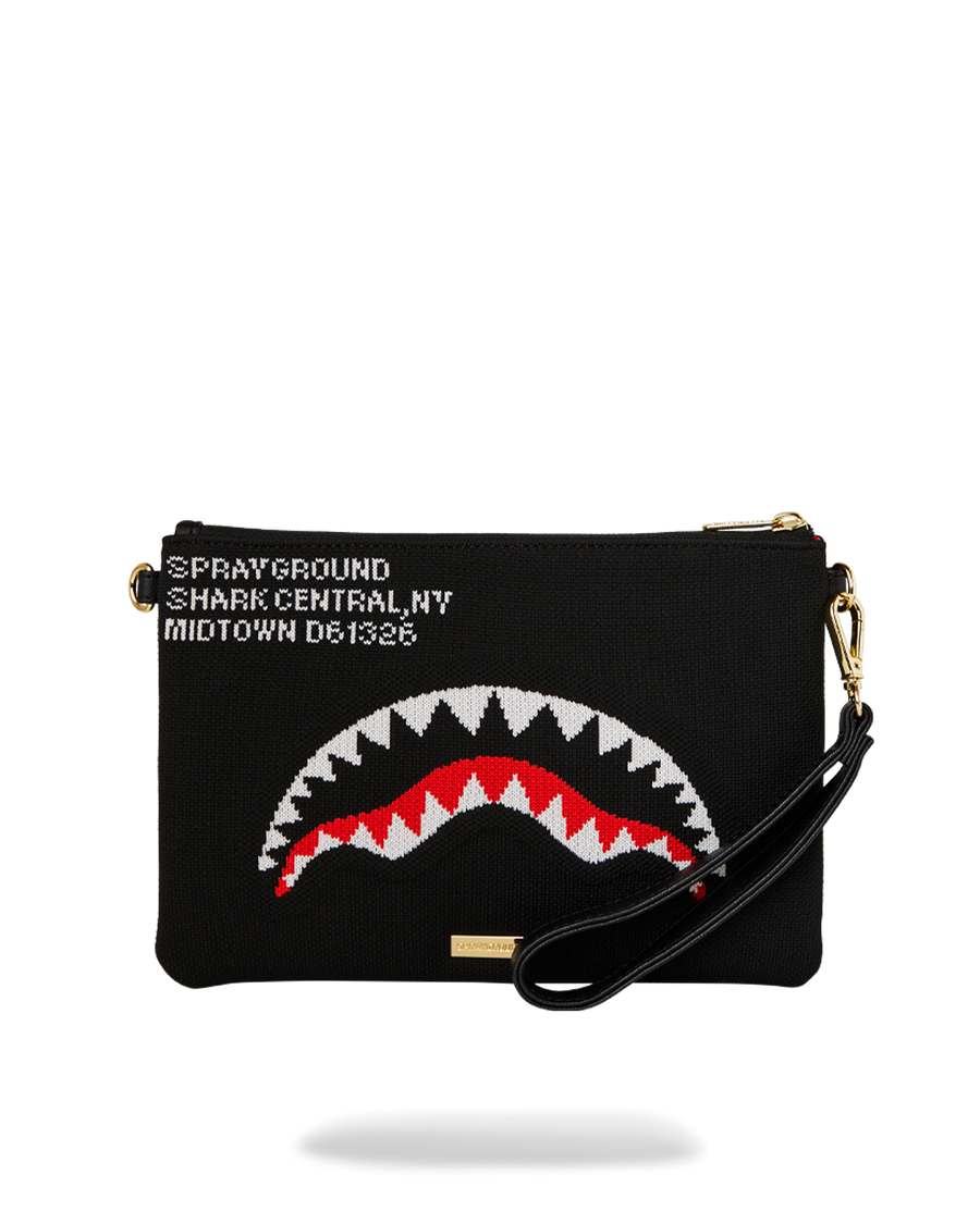 SHARK CENTRAL KNIT BLACK CROSSOVER CLUTCH