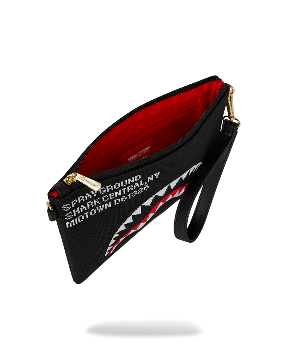 SHARK CENTRAL KNIT BLACK CROSSOVER CLUTCH