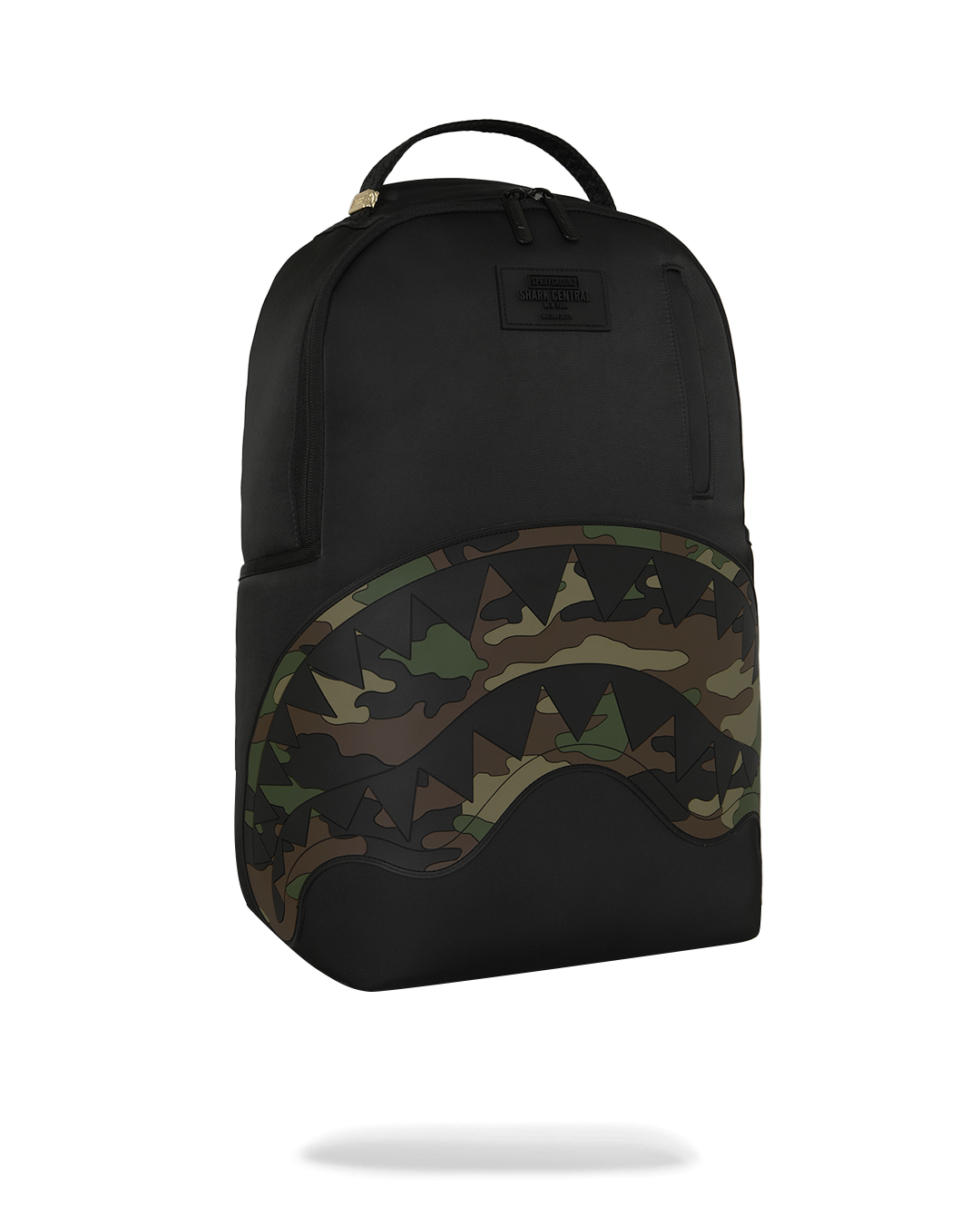 SHARK CENTRAL BLACK NYLON CAMO EMBOSSED SHARK DLXSR BACKPACK