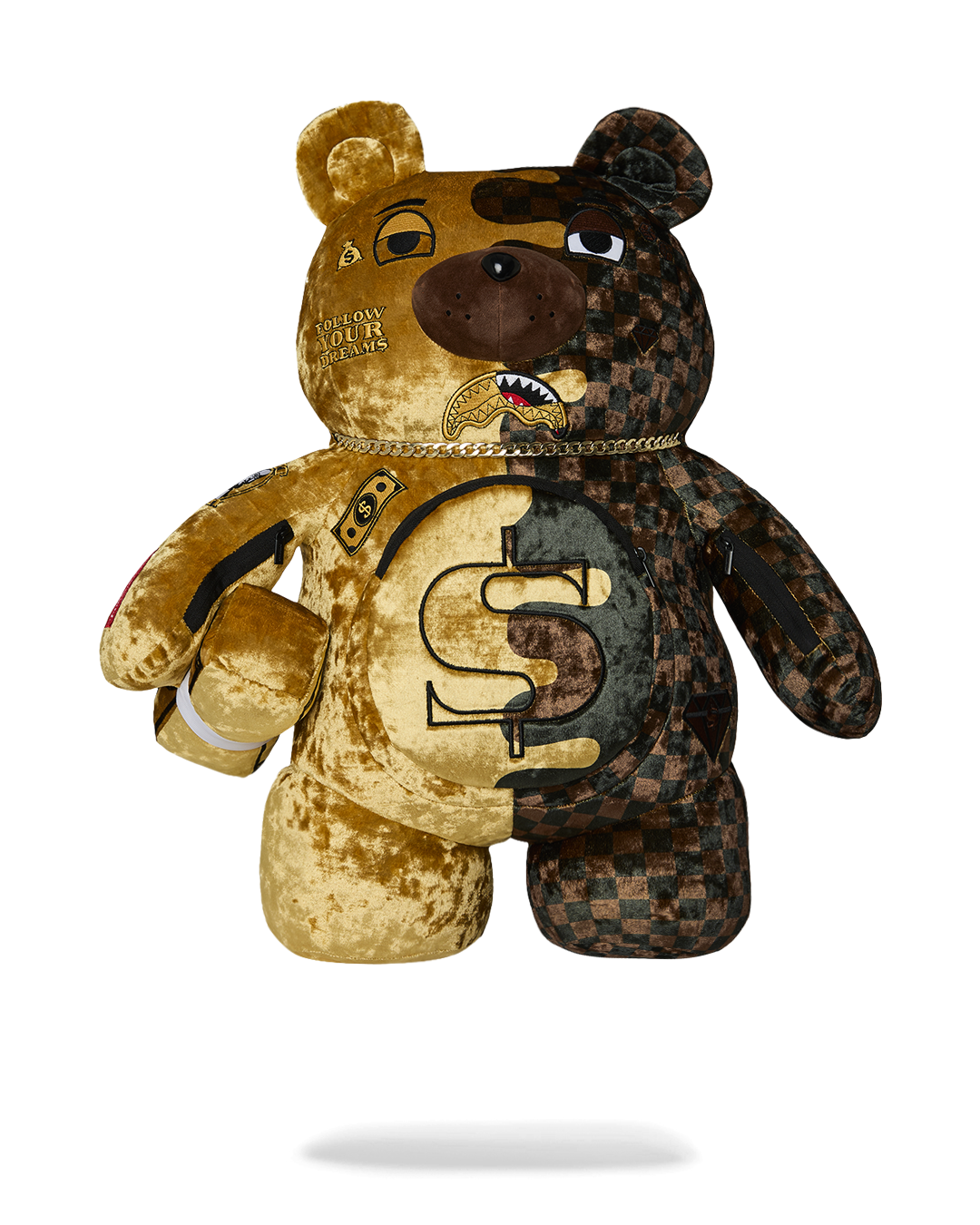 SHARKS IN PARIS GOLD DRIP MONEYBEAR BACKPACK