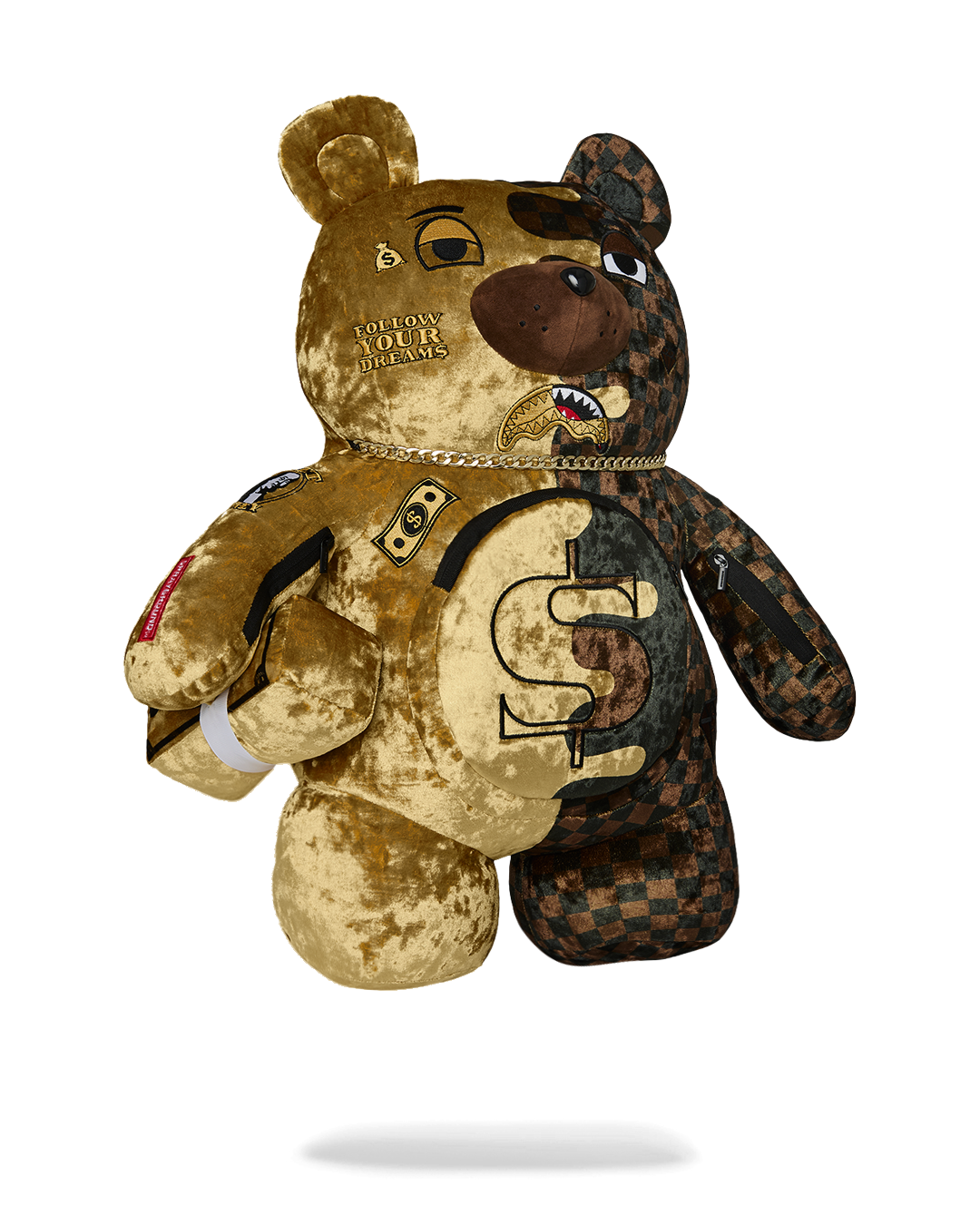 SHARKS IN PARIS GOLD DRIP MONEYBEAR BACKPACK