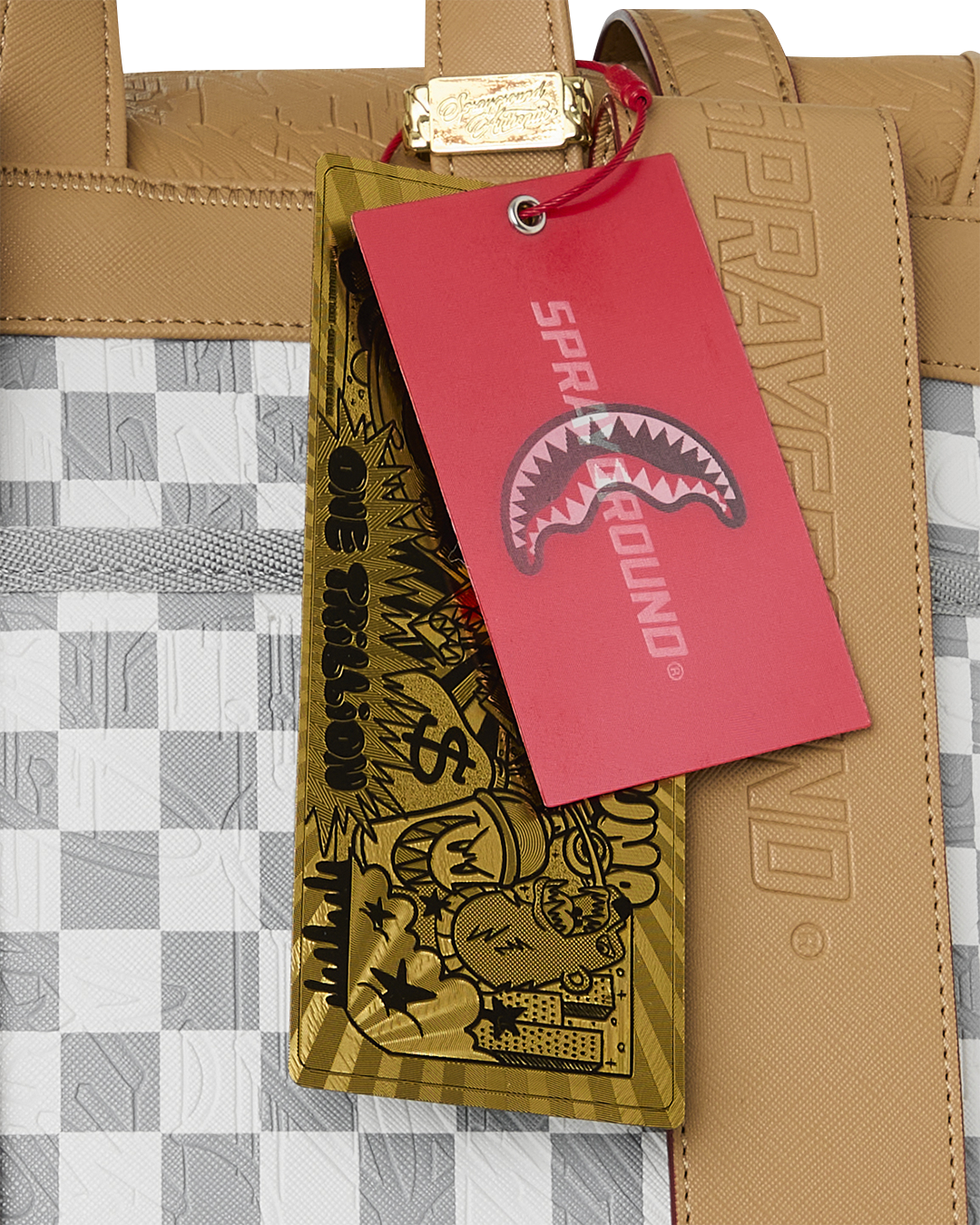 EMBOSSED CREAM CHECK MONTE CARLO BACKPACK