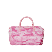 PINK CAMO FAUX FUR MINI DUFFLE
