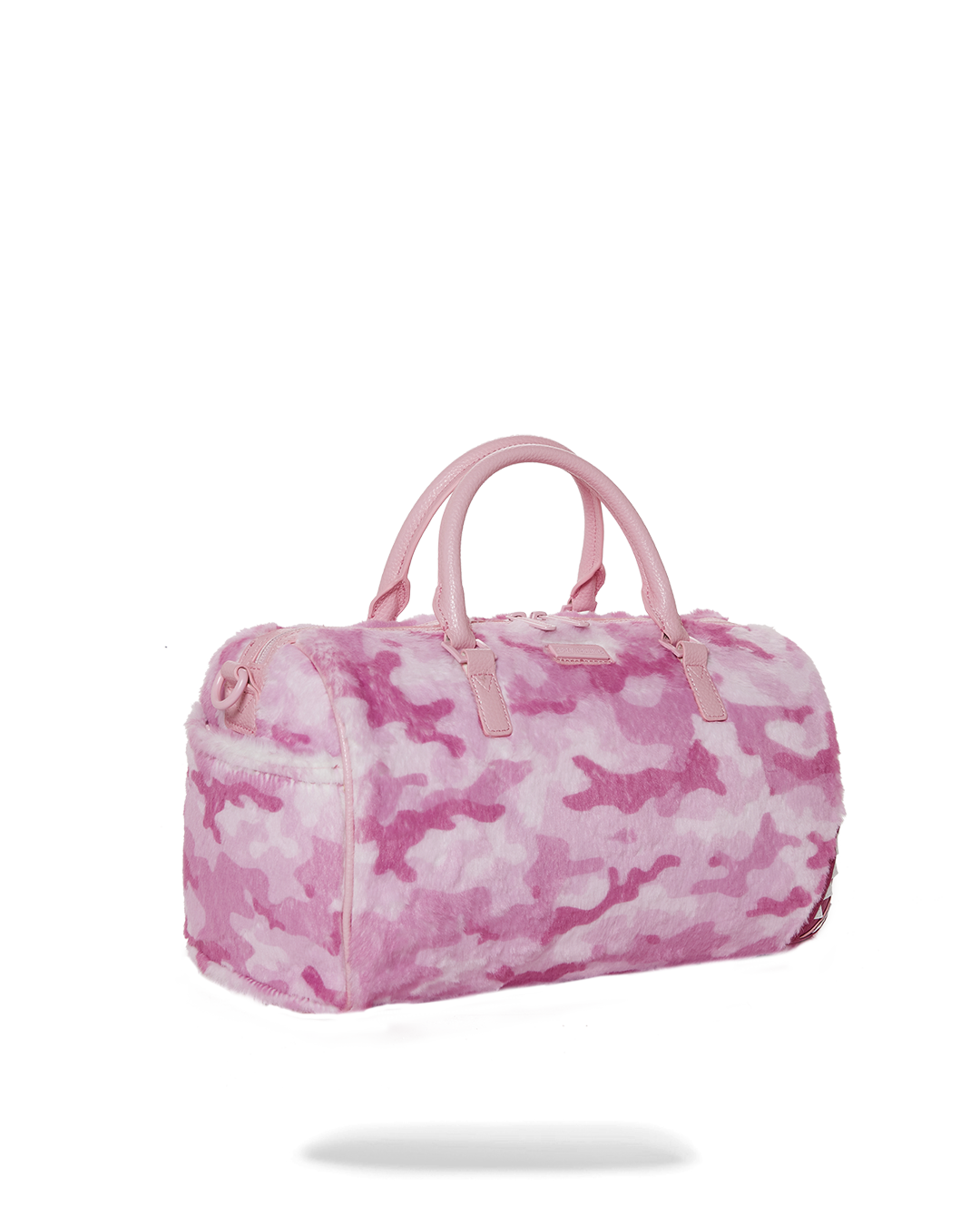 PINK CAMO FAUX FUR MINI DUFFLE