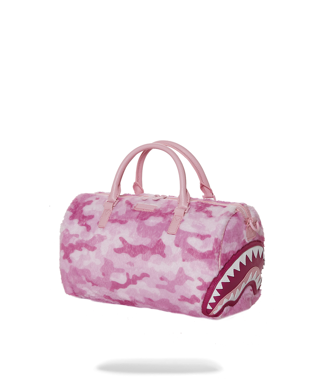 PINK CAMO FAUX FUR MINI DUFFLE