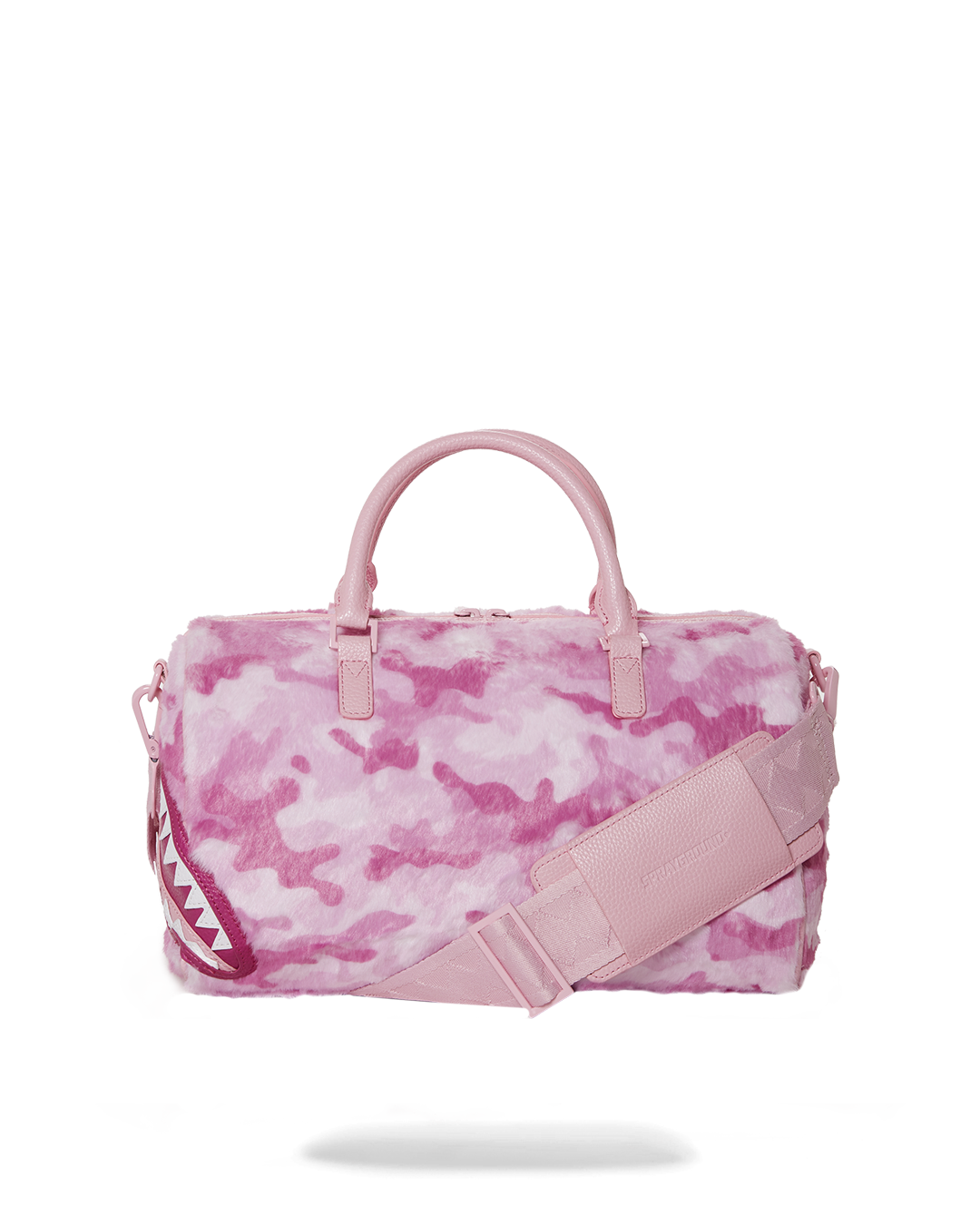PINK CAMO FAUX FUR MINI DUFFLE