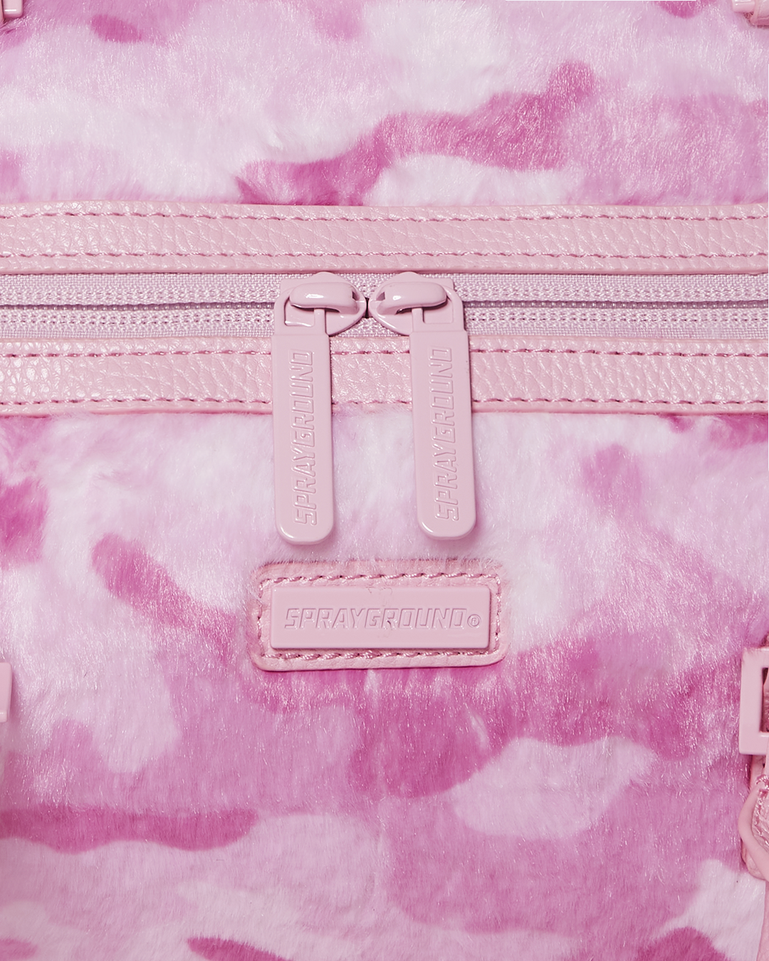 PINK CAMO FAUX FUR MINI DUFFLE