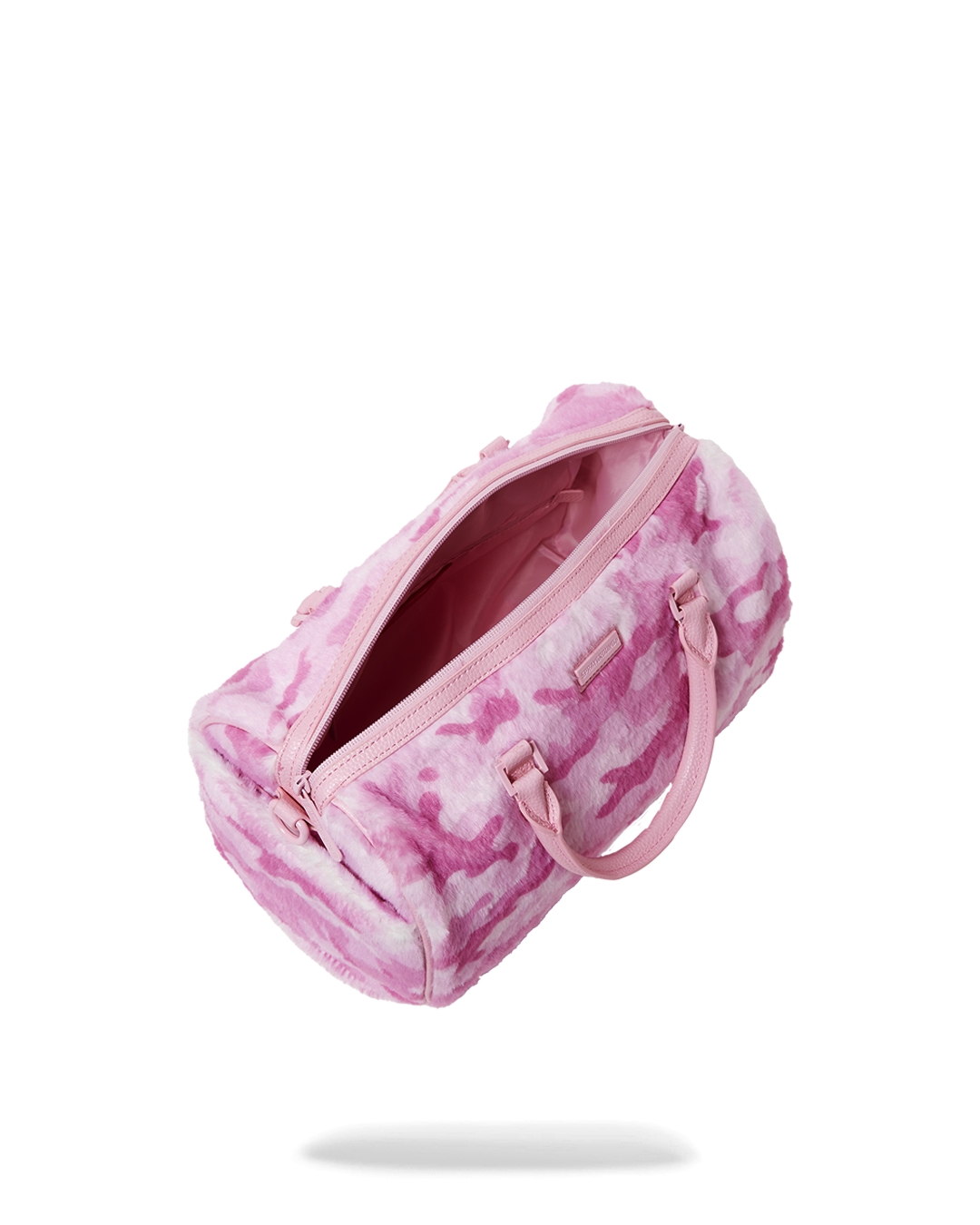 PINK CAMO FAUX FUR MINI DUFFLE