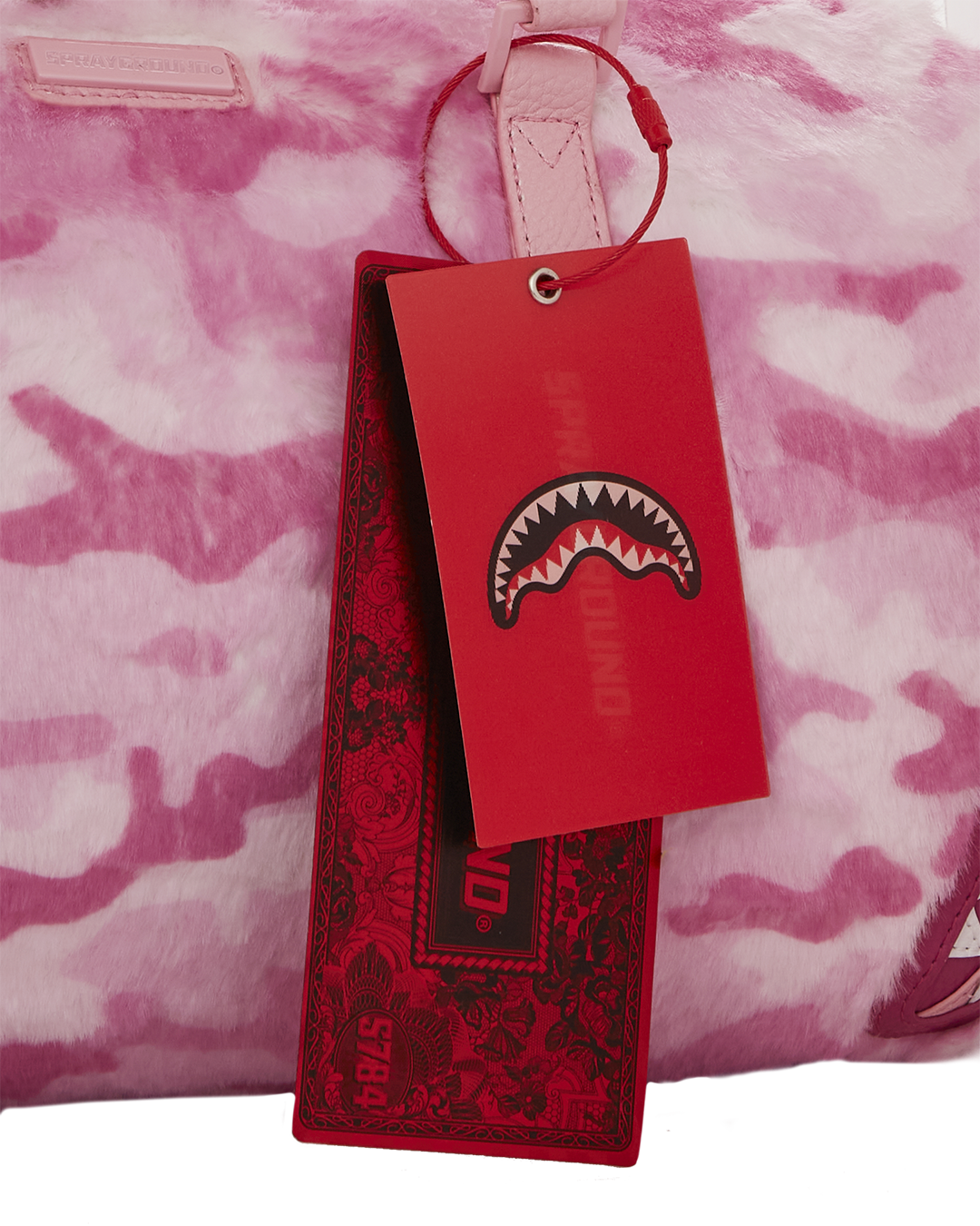 PINK CAMO FAUX FUR MINI DUFFLE