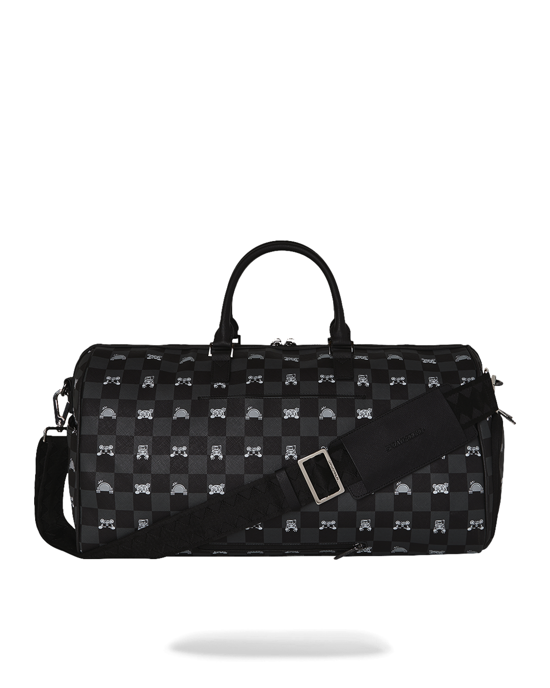 GRAY PEEKING CHARACTER CHECK LARGE DUFFLE