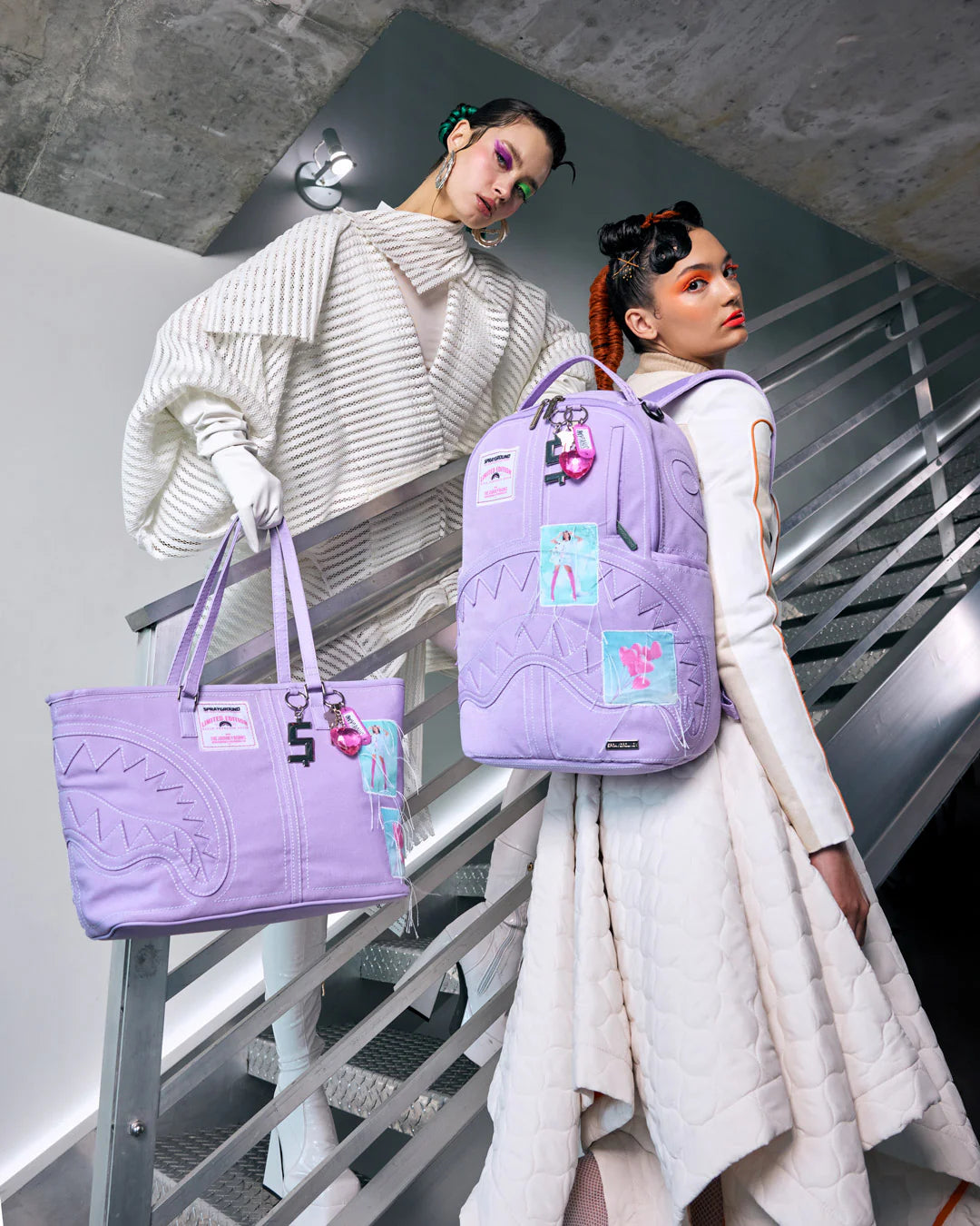 PURPLE DENIM PINK STITCH DLX-BACKPACK