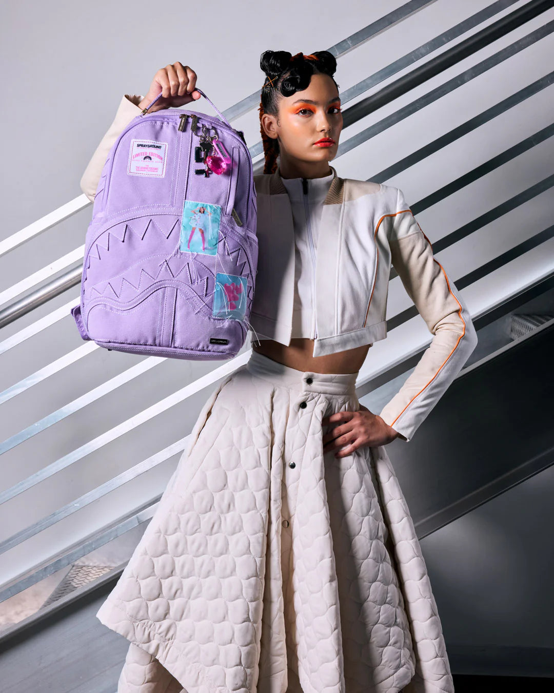 PURPLE DENIM PINK STITCH DLX-BACKPACK