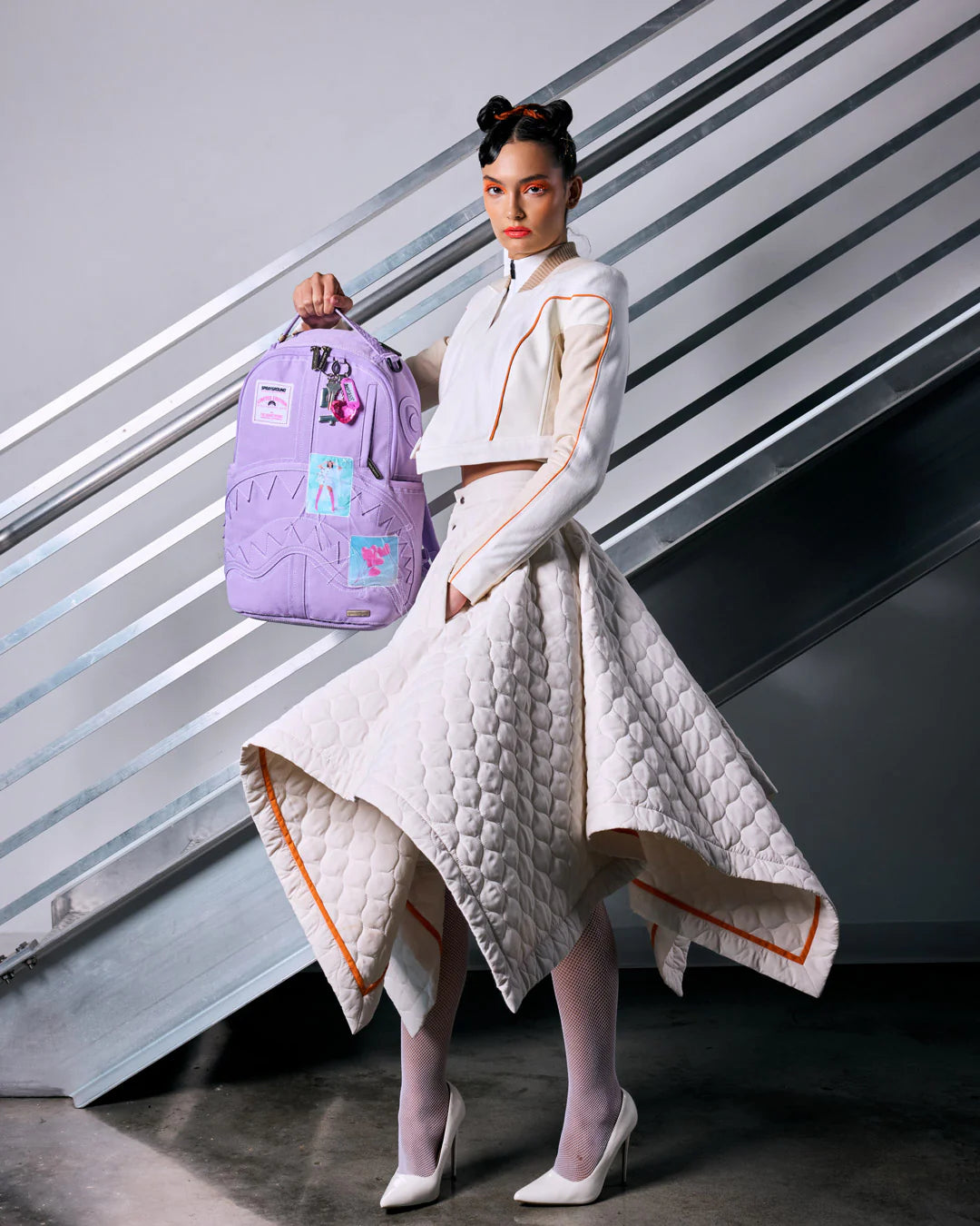 PURPLE DENIM PINK STITCH DLX-BACKPACK