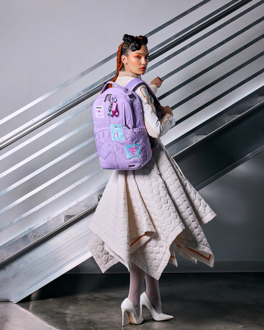 PURPLE DENIM PINK STITCH DLX-BACKPACK