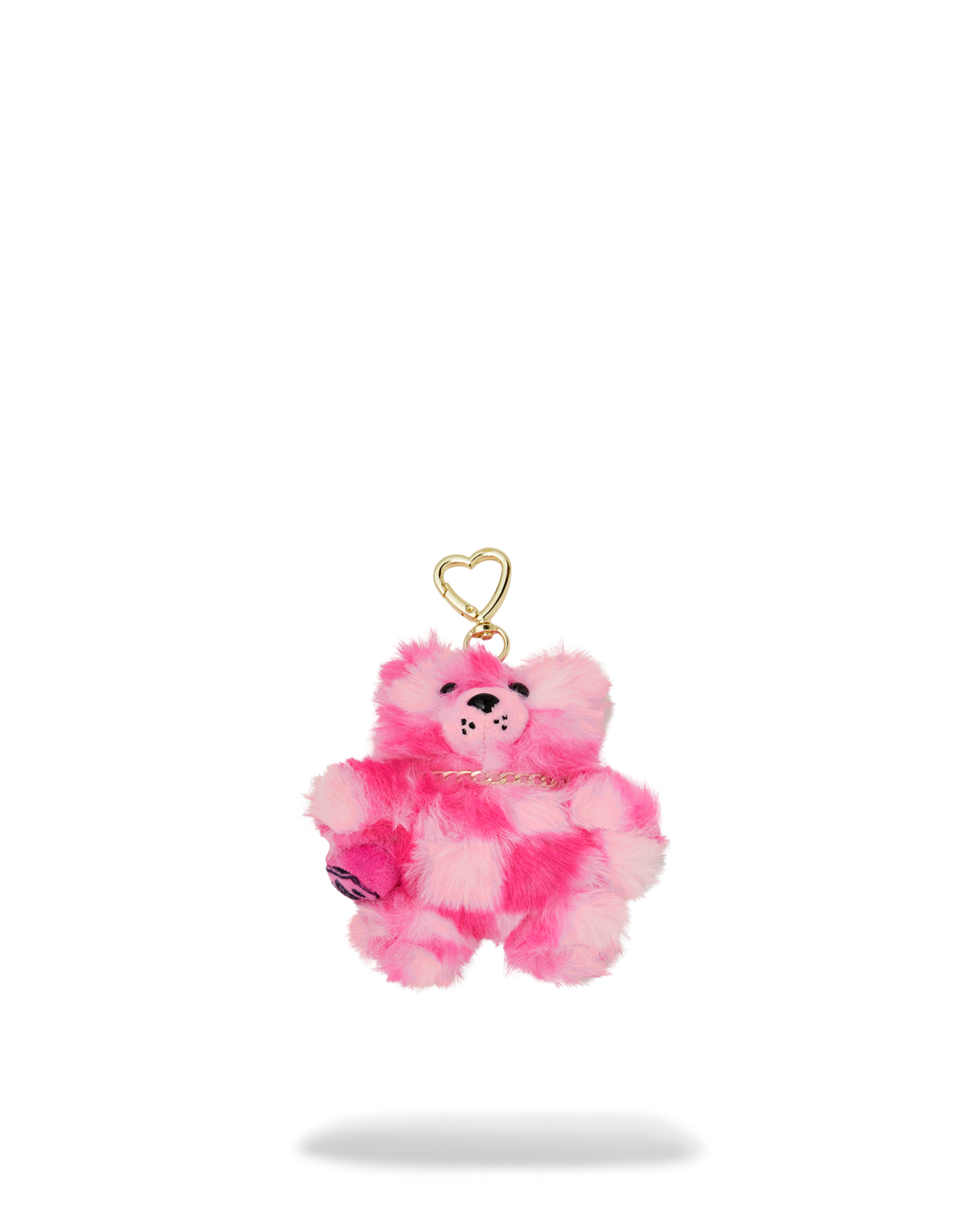 PINK FUR CHECK BEAR KEYCHAIN