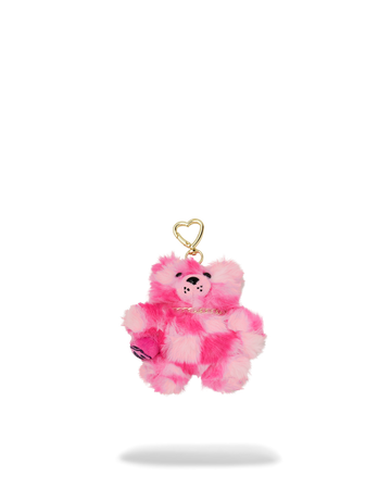 PINK FUR CHECK BEAR KEYCHAIN