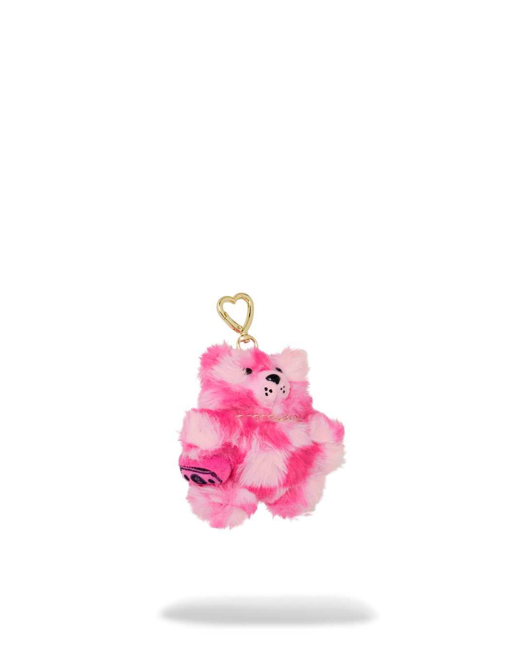 PINK FUR CHECK BEAR KEYCHAIN