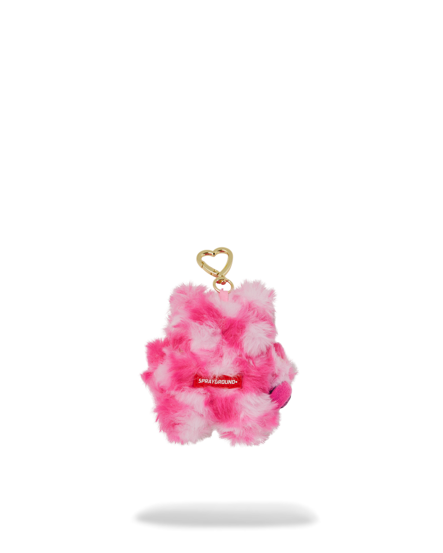 PINK FUR CHECK BEAR KEYCHAIN