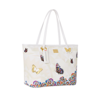 SUTTON ROSES BUTTERFLIES CREAM PRISM TOTE