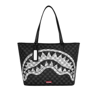 BLACK AND WHITE DRIP CHECK SHARK TOTE