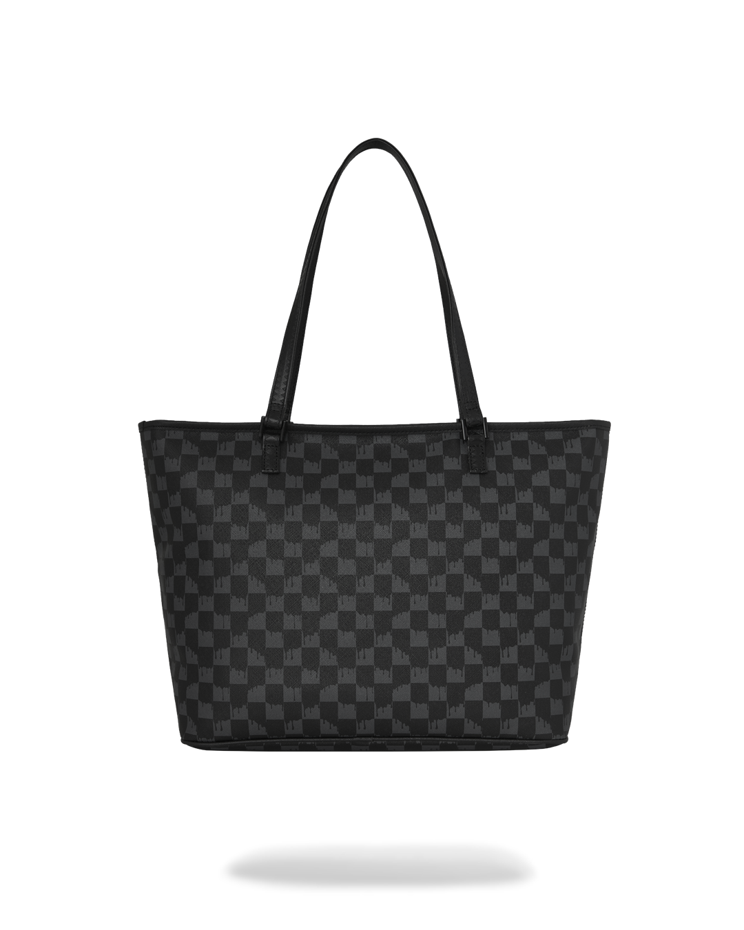 BLACK AND WHITE DRIP CHECK SHARK TOTE