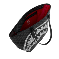 BLACK AND WHITE DRIP CHECK SHARK TOTE