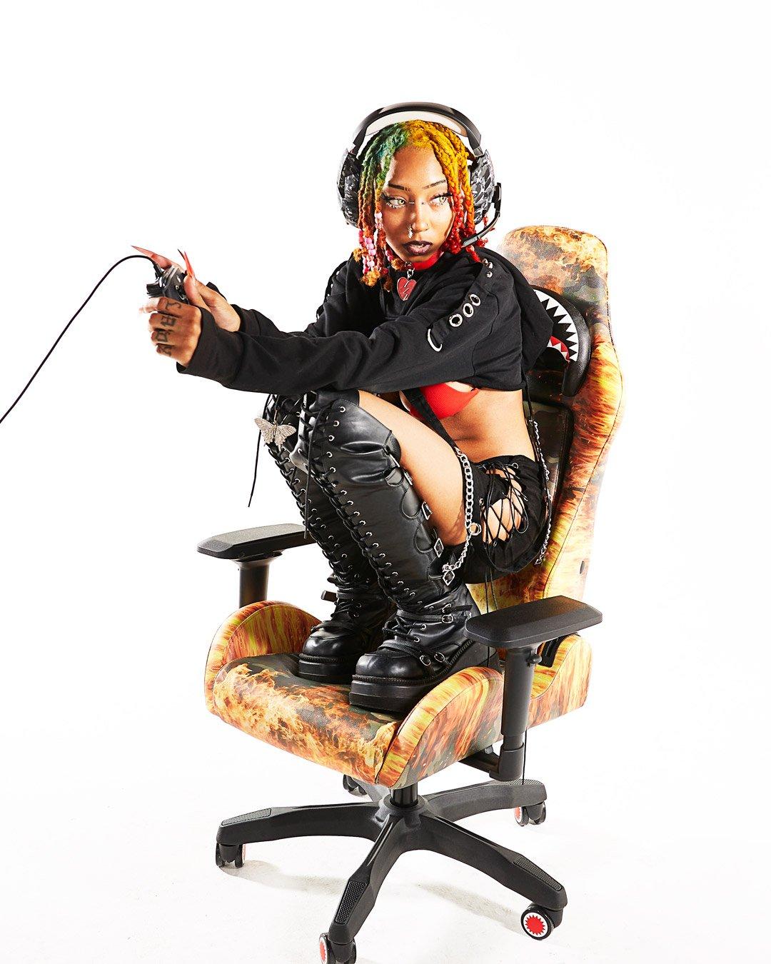 FIRE CAMO GAMING CHAIR (VEGAN LEATHER) SUPER RARE