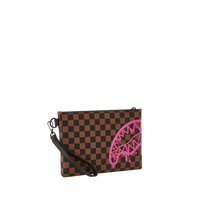 PINK DRIP BROWN CHECK CROSSOVER CLUTCH