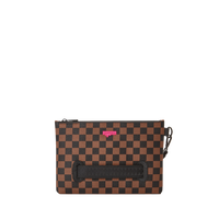 PINK DRIP BROWN CHECK CROSSOVER CLUTCH