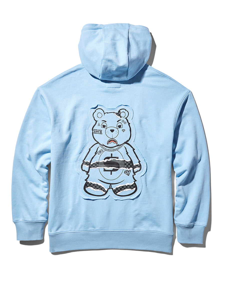 RIPPED MONEY BEAR HOODY (LT BLUE)